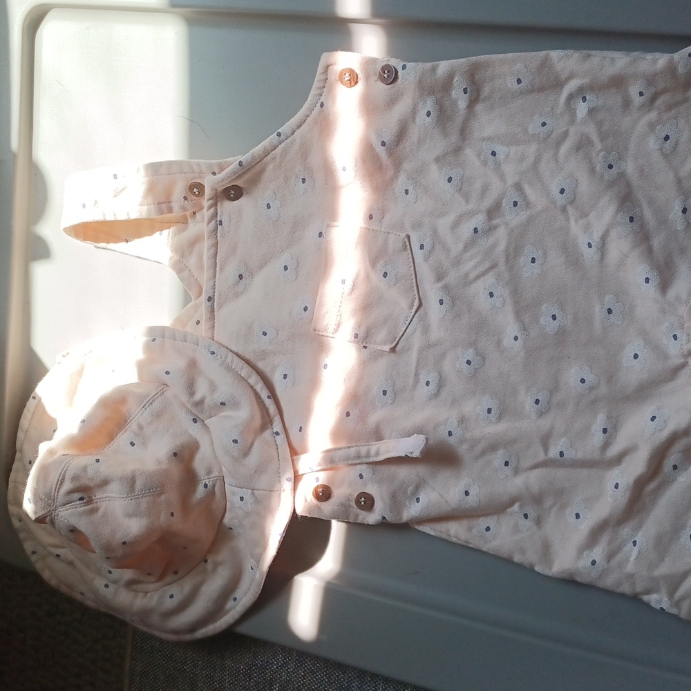 6-9 Mo Baby Floral Pink Overall Set